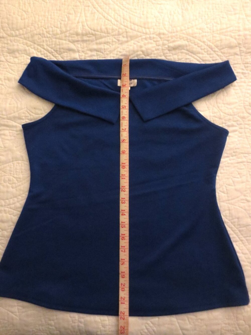 Unique Vintage 1950s Retro Blue Off-Shoulder Top - NWOT - Picture 9 of 9